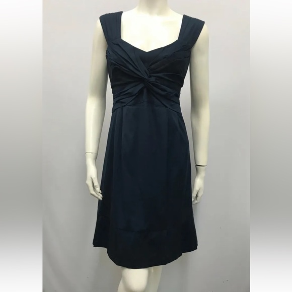 NANETTE‎ LEPORE Dress Navy Pleating and Ruching Size 10 - Picture 1 of 8